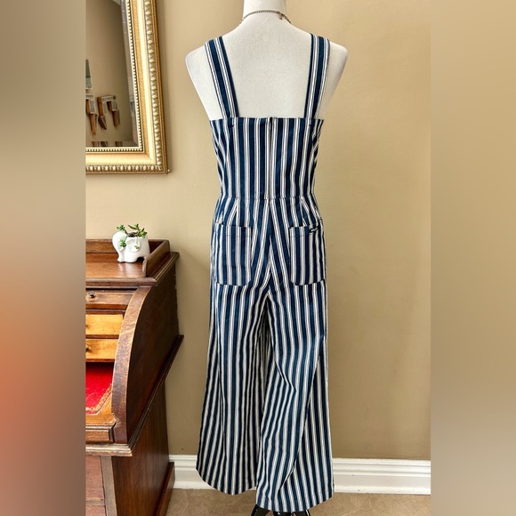 ROLLA'S Sailor Stripe Wide Leg Jumpsuit Overalls Patch Pocket Blue White Sz 12 L - Picture 8 of 16